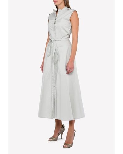 Nina Ricci A-Line Maxi Shirt Dress - Gray