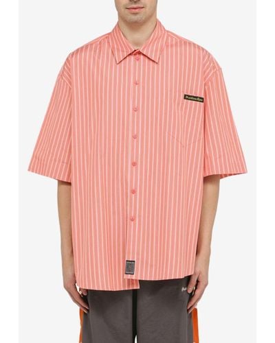 Martine Rose Asymmetric Striped Short-Sleeved Shirt - Pink