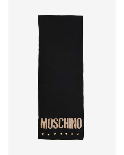 Moschino Logo Intarsia Knit Scarf - Black