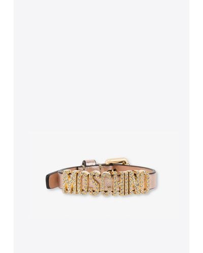 Moschino Mini Logo Lettering Laminated Bracelet - White