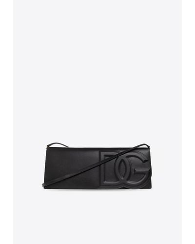 Dolce & Gabbana 3D-Effect Logo Leather Baguette Bag - White
