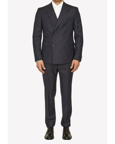 Tonello Double-Breasted Suit - Black