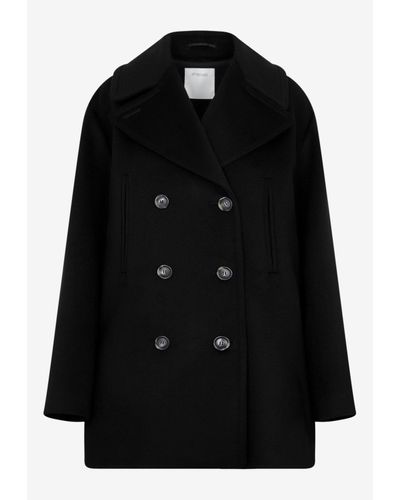 Sportmax Double-breasted Coat In Wool - Black