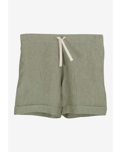 Marané Drawstring Linen Shorts - Green