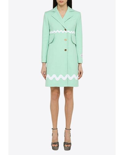 Patou Wave Summer Single-Breasted Tweed Coat - Green