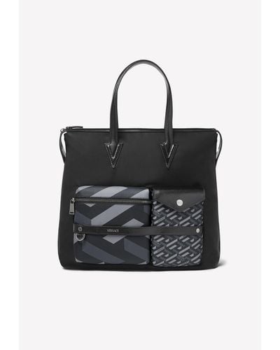 Versace Greca Print Tote Bag - Black