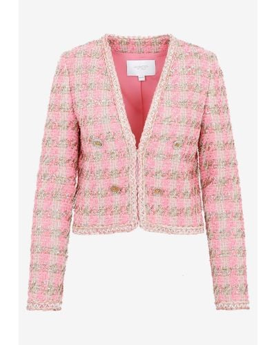 Giambattista Valli Cropped Tweed Jacket - Pink