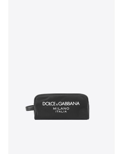 Dolce & Gabbana Rubberized Logo Toiletry Pouch - White