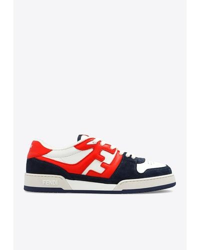 Fendi Match Suede And Leather Sneakers - Red
