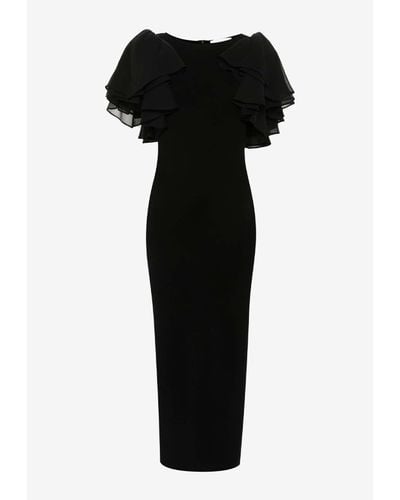 Chloé Ruffled-Sleeves Maxi Dress - Black