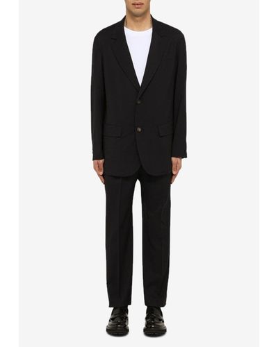 Hevò Galatina Single-Breasted Wool Suit - Black