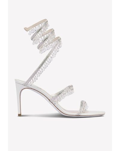 Rene Caovilla Chandelier 80 Crystal-Embellished Sandals - White