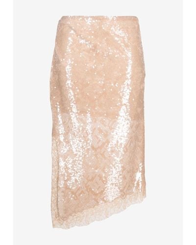 Jonathan Simkhai Amrita Asymmetric Sequined Midi Skirt - Natural