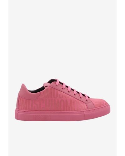 Moschino All-Over Logo Low-Top Sneakers - Pink