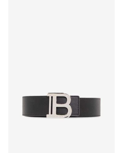 Balmain B-Buckle Leather Belt - White