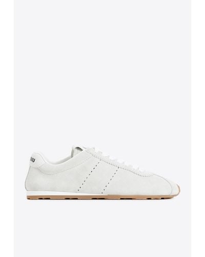 Miu Miu Suede Leather Low-top Trainers - White