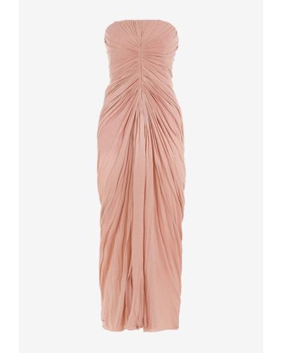Rick Owens Radiance Ruched Bustier Midi Dress - Pink