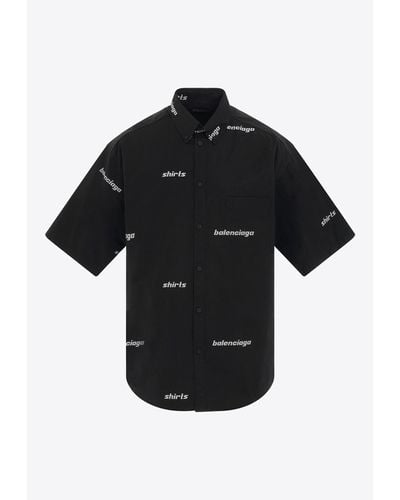 Balenciaga Oversized Logo Shirt - Black