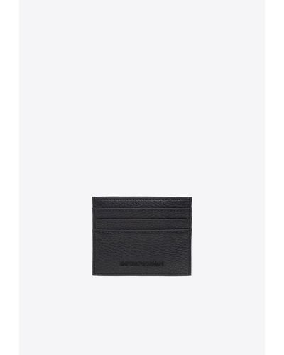 Emporio Armani Rubberized Logo Leather Cardholder - White