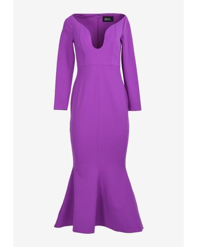 Solace London Isa Long-sleeved Midi Dress - Purple