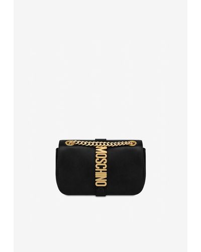 Moschino Logo-Plaque Shoulder Bag - Black
