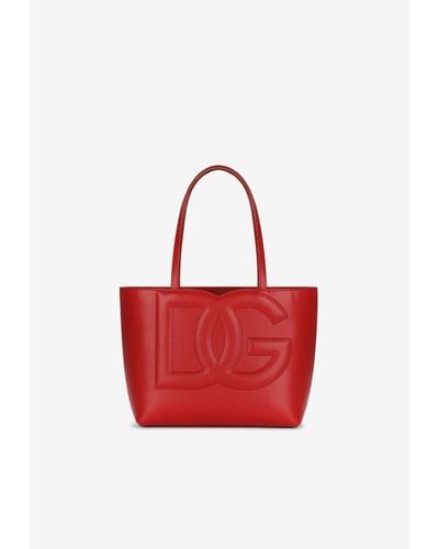 Dolce & Gabbana Logo Embossed Small Tote Bag - Red