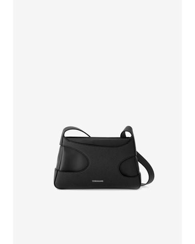 Ferragamo Mini Leather Shoulder Bag With Cut-Outs - White