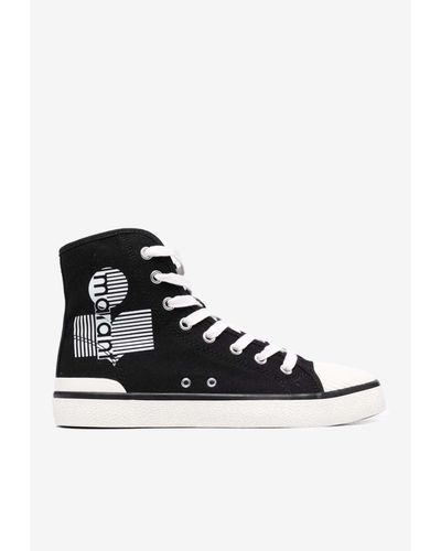 Isabel Marant Ribbed-Toe High-Top Trainers - Black