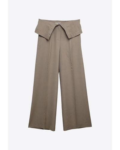 Acne Studios Fold-Over Wide-Leg Trousers - Brown