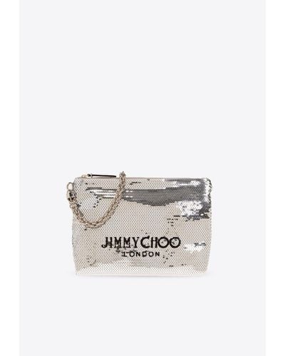 Jimmy Choo Callie Sequin Embellished Shoulder Bag - White