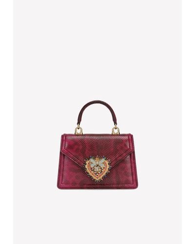Dolce & Gabbana Small Karung Devotion Bag With Chain Strap - Pink