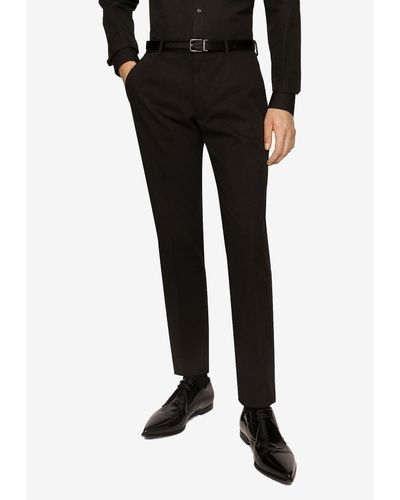 Dolce & Gabbana Logo Plaque Tailored Trousers - Black