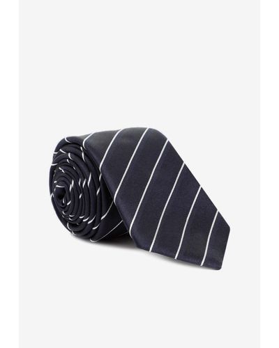 Giorgio Armani Striped Silk Tie - Blue