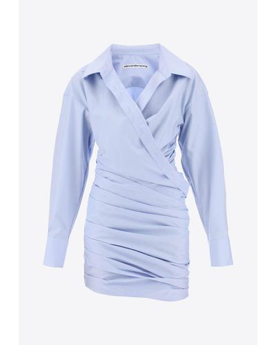 Alexander Wang Draped Mini Shirt Dress - Blue