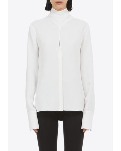Ferragamo Sash Collar Long-Sleeved Shirt - White