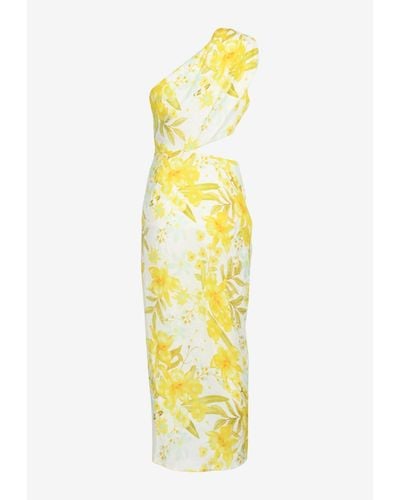 Elliatt Ragal One-Shoulder Midi Dress - Yellow