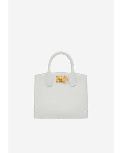 Ferragamo Small Studio Box Top Handle Bag - White