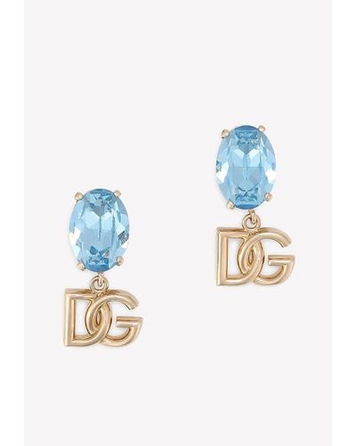 Dolce & Gabbana Rhinestone Clip-On Drop Earrings - Blue