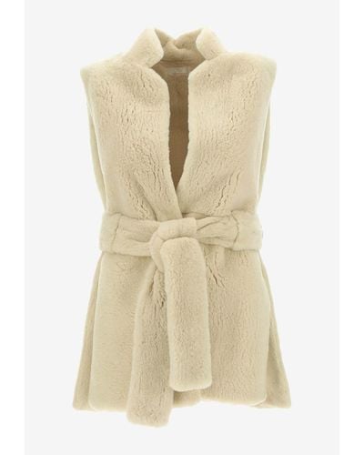 The Row Mink Belted Gilet - Natural
