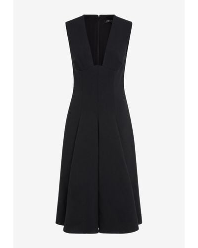 Versace Pleated Midi Cocktail Dress - Black