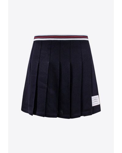 Thom Browne Name Tag Pleated Mini Skirt - Blue