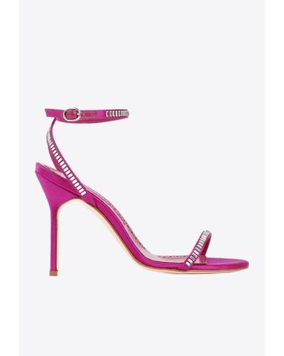 Manolo Blahnik Crinastra 105 Crystal Embellished Sandals - Pink