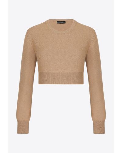 Dolce & Gabbana Wool Cashmere Cropped Sweater - White