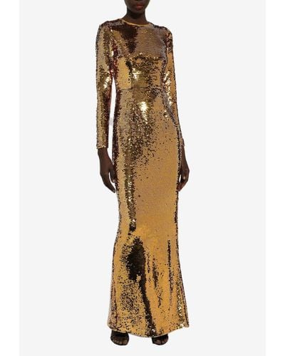 Dolce & Gabbana Sequined Mermaid Maxi Dress - Metallic