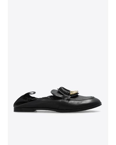 See By Chloé Hana Leather Round-Toe Loafers - White