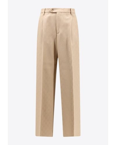 Gucci Gg Wool Tailored Trousers - Natural