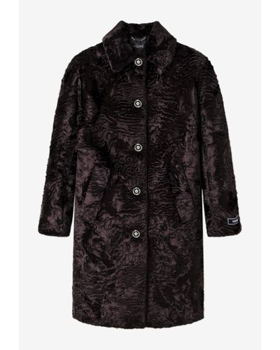 Versace Faux-Fur Barocco Coat - Black