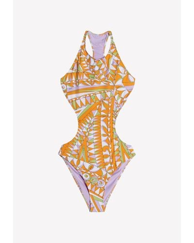 Emilio Pucci Bandierine Print One-Piece Swimsuit - Orange