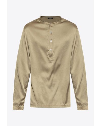 Tom Ford Henley Long-Sleeved Pajama Top - Natural