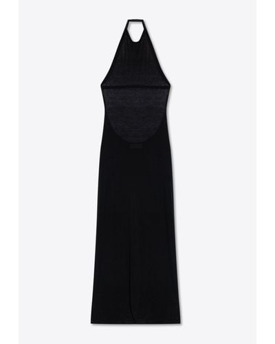 Saint Laurent Halter Neck Maxi Dress - Black